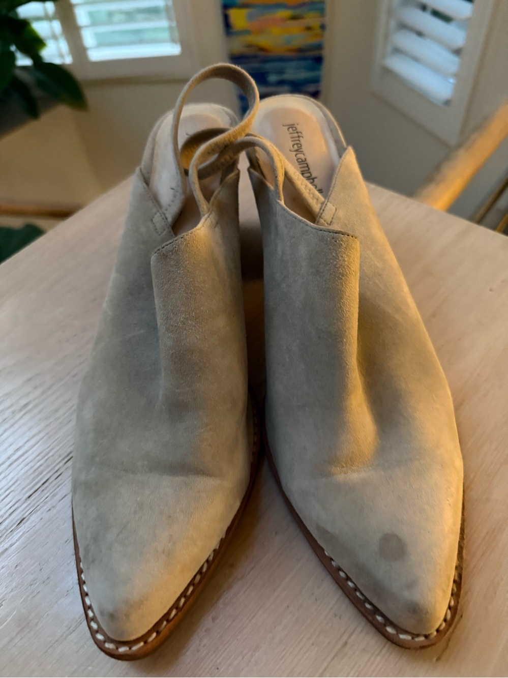 Jeffrey Campbell taupe suede slingback shoes size 11